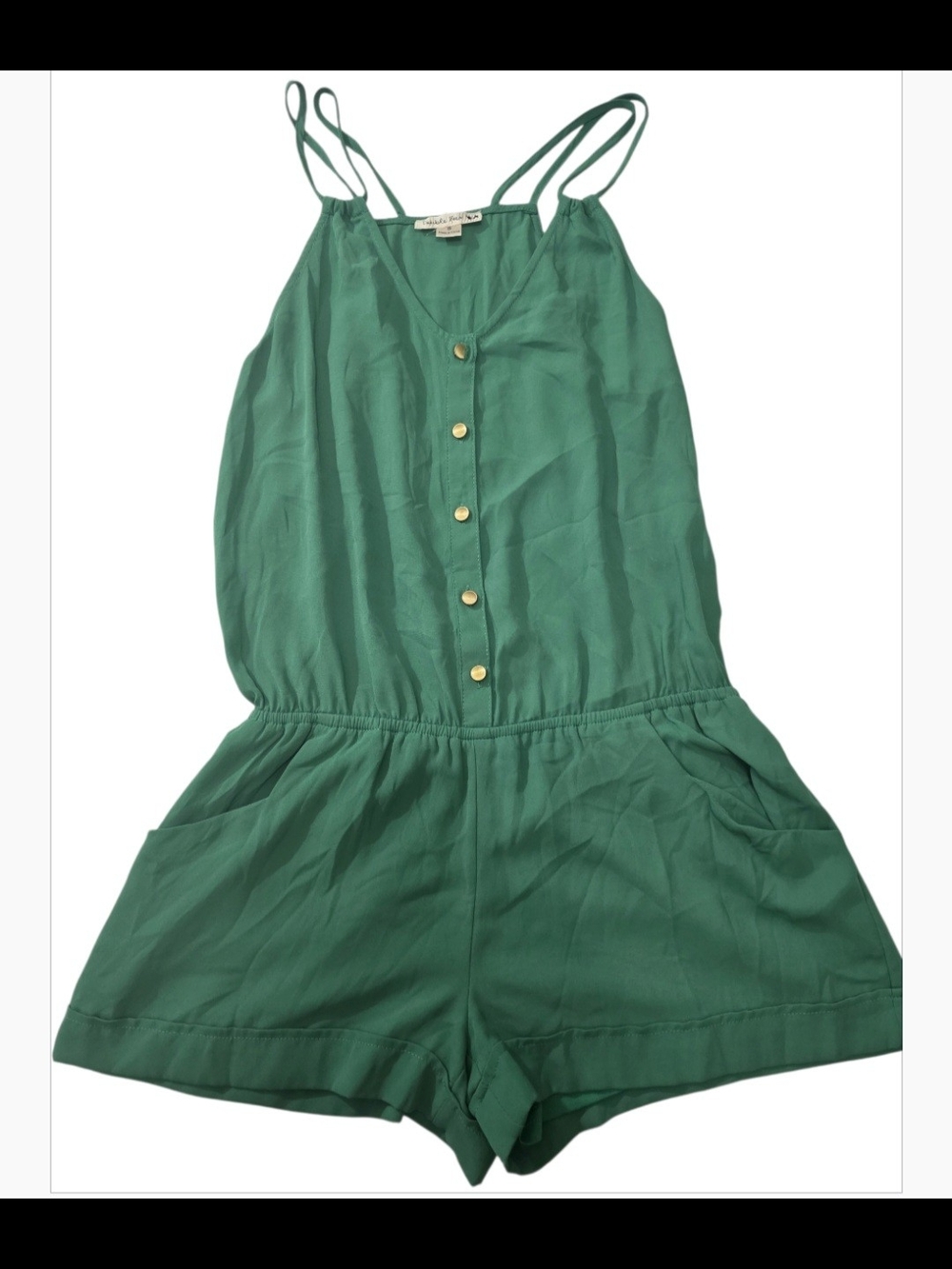 Double Zero Green Button Front Strappy Romper Shorts Size S